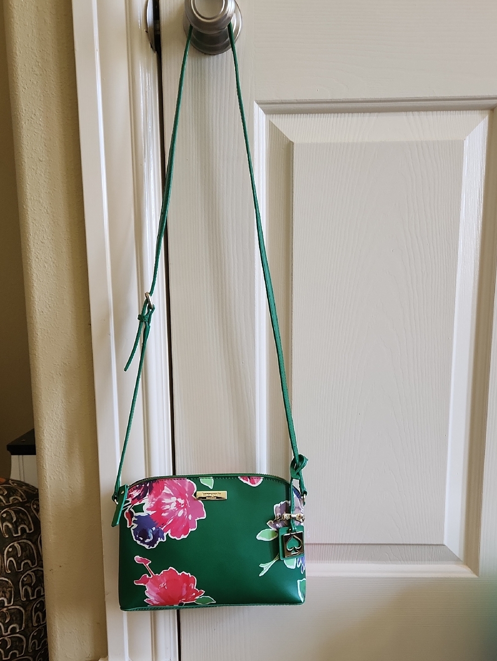 kate spade Green Floral Crossbody with Pink and Purple Blooms